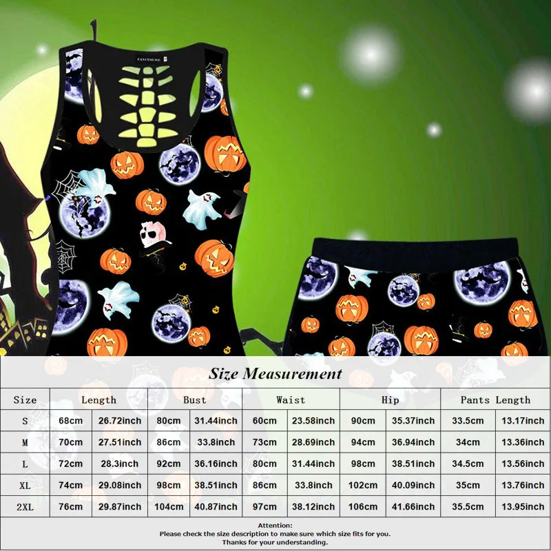 2020 Woman 2 Pieces Suits Halloween Pumpkin Skull Print Sleeveless Tank Tops+Elastic Waist Shorts Woman Sun Moon Print Punk Suit
2020 Woman 2 Pieces Suits Halloween Pumpkin Skull Print Sleeveless Tank Tops+Elastic Waist Shorts Woman Sun Moon Print Punk Suit