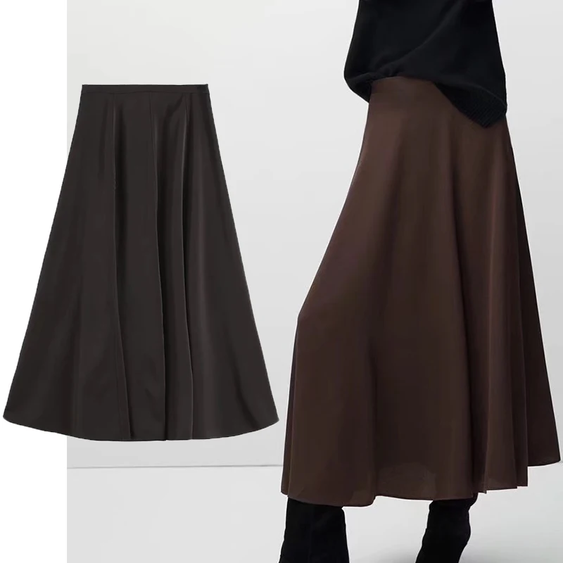 Za Spring Summer Women Midi Satin Skirt 2022 Solid Mid-Length High Waist Skirt Female Elegant Fashion Party A-Line Skirt
Za Spring Summer Women Midi Satin Skirt 2022 Solid Mid-Length High Waist Skirt Female Elegant Fashion Party A-Line Skirt