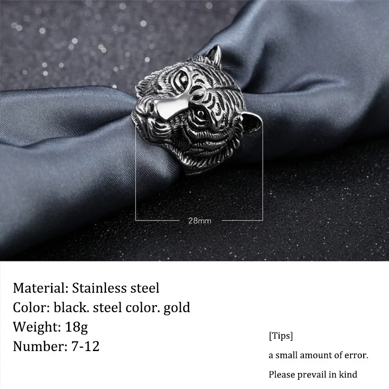 oulai777 fashion rings Steel color black gold Gothic Punk For Men Retro Male dainty Ring Stainless Steel accessories Tiger ring 
oulai777 fashion rings Steel color black gold Gothic Punk For Men Retro Male dainty Ring Stainless Steel accessories Tiger ring