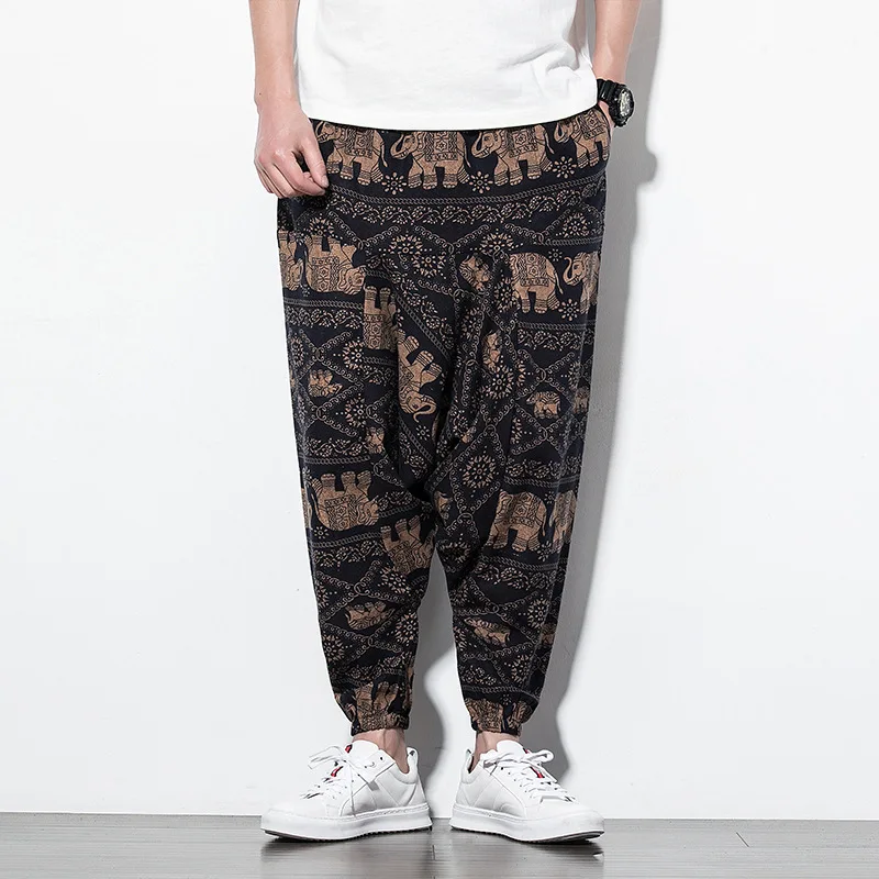 Chinese Style Cotton Linen Knickerbockers Casual Pants Men's Printed Long Pants Fashionable Large Size Loose Hip-Hop Pants 
Chinese Style Cotton Linen Knickerbockers Casual Pants Men's Printed Long Pants Fashionable Large Size Loose Hip-Hop Pants