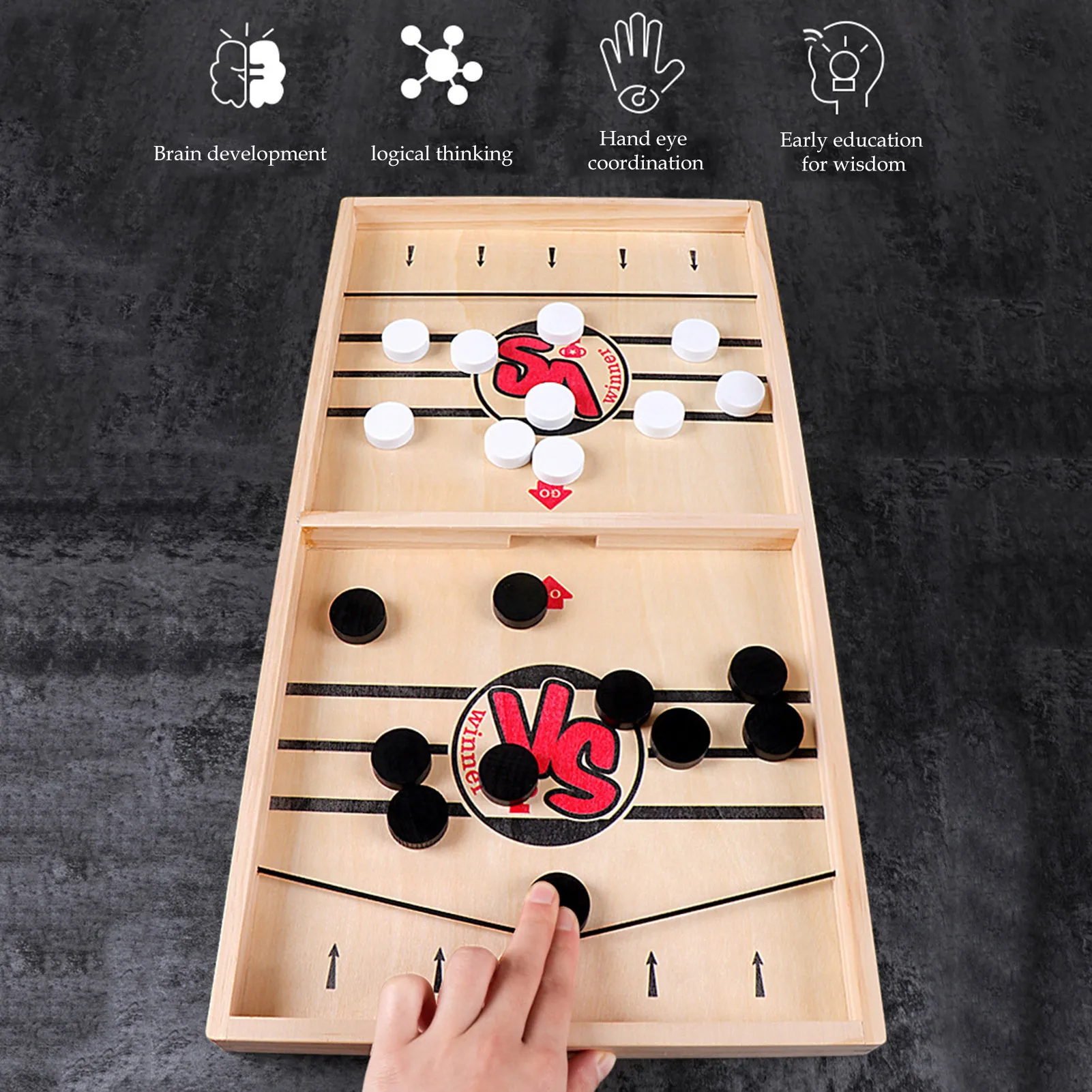 Puck Game Fast Sling Wooden Durable Air Hockey Board Game Toy Parent-child Interactive Game Chess Prop
Puck Game Fast Sling Wooden Durable Air Hockey Board Game Toy Parent-child Interactive Game Chess Prop