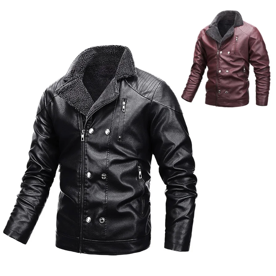 Men Autumn Winter Leather Jacket Turn Down Collar Vintage Motorcycle Leather Jacket Fur Lined Lapel Thicken Warm Coat Biker Coat
Men Autumn Winter Leather Jacket Turn Down Collar Vintage Motorcycle Leather Jacket Fur Lined Lapel Thicken Warm Coat Biker Coat
