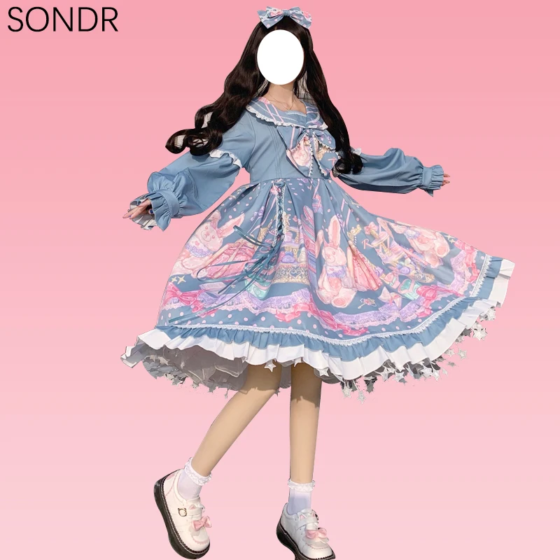 Spring 2021 Kawaii Lolita Dress Women Sweet Cute Girl High Waist Vintage Print Long Sleeve OP Dress Tea Party Daily Wear Lolita
Spring 2021 Kawaii Lolita Dress Women Sweet Cute Girl High Waist Vintage Print Long Sleeve OP Dress Tea Party Daily Wear Lolita