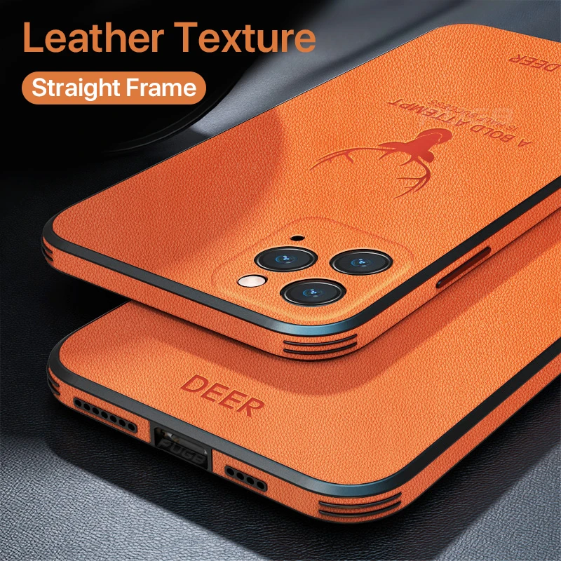Luxury Leather Texture Square Frame Case on For iPhone 12 11 Pro Max Mini iPhone X XR XS Deer Camera Protection Shockproof Cover
Luxury Leather Texture Square Frame Case on For iPhone 12 11 Pro Max Mini iPhone X XR XS Deer Camera Protection Shockproof Cover