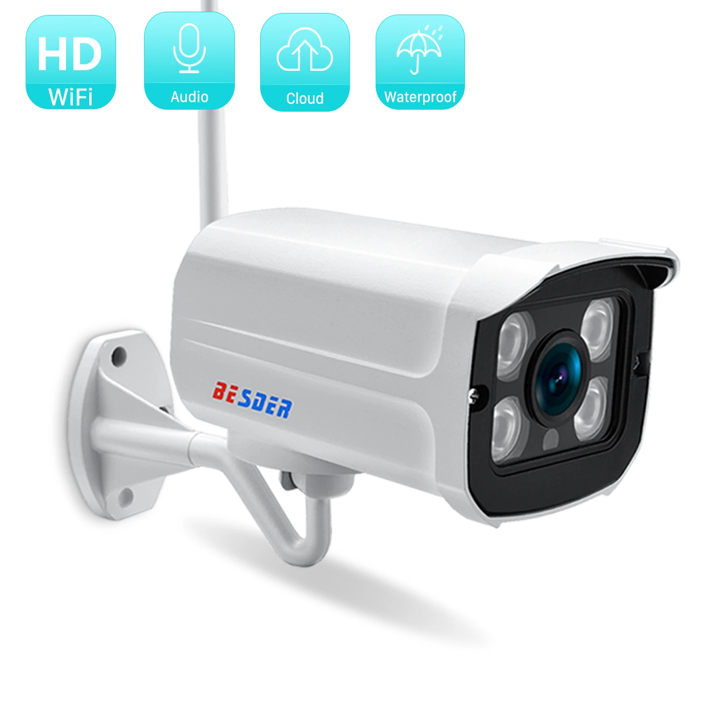 Audio Wifi Camera 1080P Wireless Alarm Push iCsee P2P 2MP CCTV Bullet Outdoor IP Camera With SD Card Slot Max 64GB 
Audio Wifi Camera 1080P Wireless Alarm Push iCsee P2P 2MP CCTV Bullet Outdoor IP Camera With SD Card Slot Max 64GB