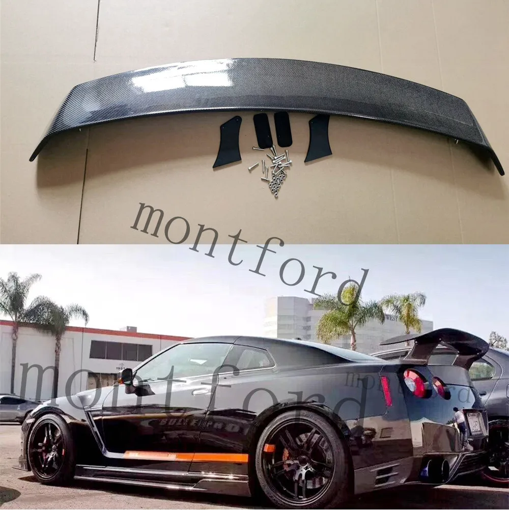 ESPRIT GT STYLE REAL CARBON FIBER REAR WING TRUNK LIP SPOILER FOR NISSAN GT-R GTR R35 R34 1998-2020 | Spoilers & Wings