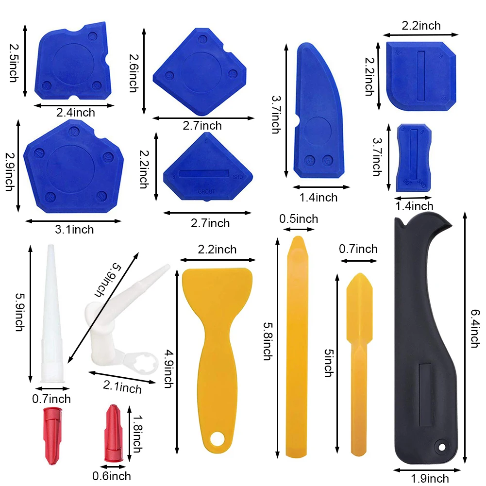 15pcs Rubber Interstitial Nozzle Scraper Kit Sealant Remover Caulk Scraper Kit Glass Glue Squeegee Caulking Spatula
15pcs Rubber Interstitial Nozzle Scraper Kit Sealant Remover Caulk Scraper Kit Glass Glue Squeegee Caulking Spatula