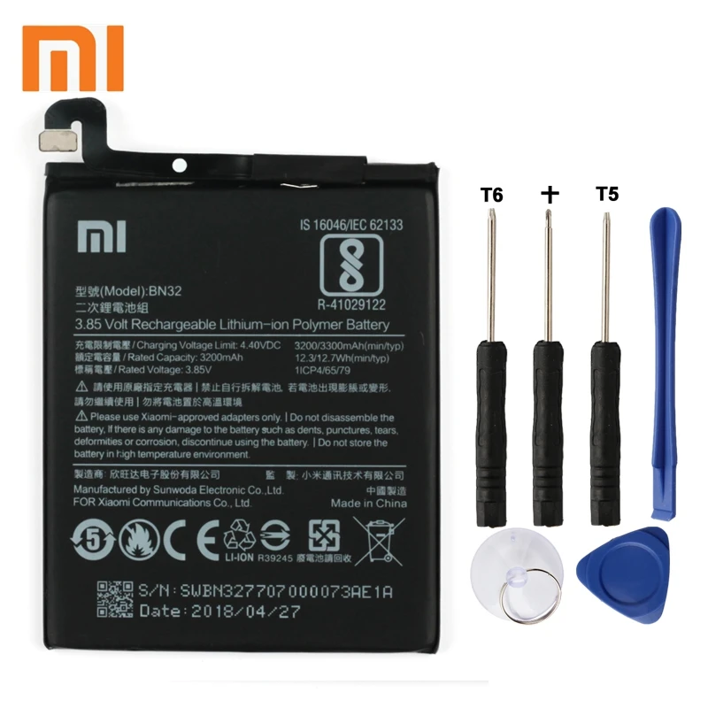 Xiao Mi Xiaomi BN32 Phone Battery For Xiao mi BN32 3300mAh Original Replacement Battery + Tool 
Xiao Mi Xiaomi BN32 Phone Battery For Xiao mi BN32 3300mAh Original Replacement Battery + Tool