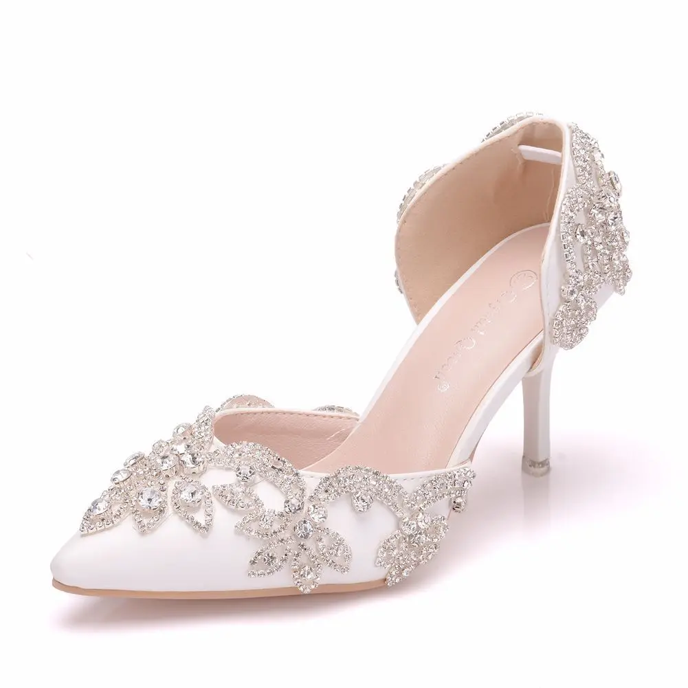 8cm diamond wedding shoes thin heel pointed sandals hollow two piece sandals large size crystal wedding shoes female 
8cm diamond wedding shoes thin heel pointed sandals hollow two piece sandals large size crystal wedding shoes female
