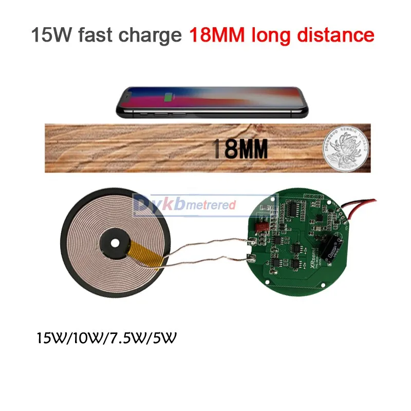 Беспроводное быстрое зарядное устройство Qi 15 Вт 12 В 5 А 10 Вт/7 Вт/5 + катушка для