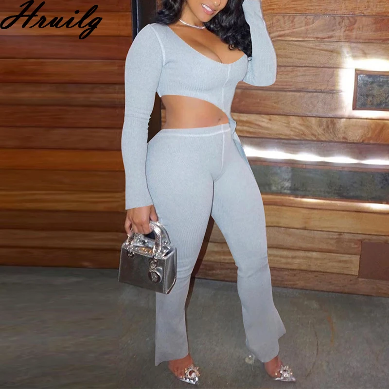 Skinny 2 Piece Sets Exposed Navel Long Sleeve Casual Two Piece Outfits for Women Solid Color Elastic Waist Roupas Femininas
Skinny 2 Piece Sets Exposed Navel Long Sleeve Casual Two Piece Outfits for Women Solid Color Elastic Waist Roupas Femininas