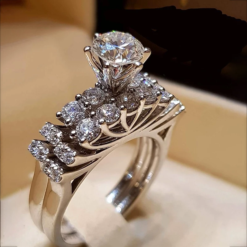 Женское кольцо из серебра 925 пробы с цирконом размеры 5 6 7 8 9 10 11 | Украшения и