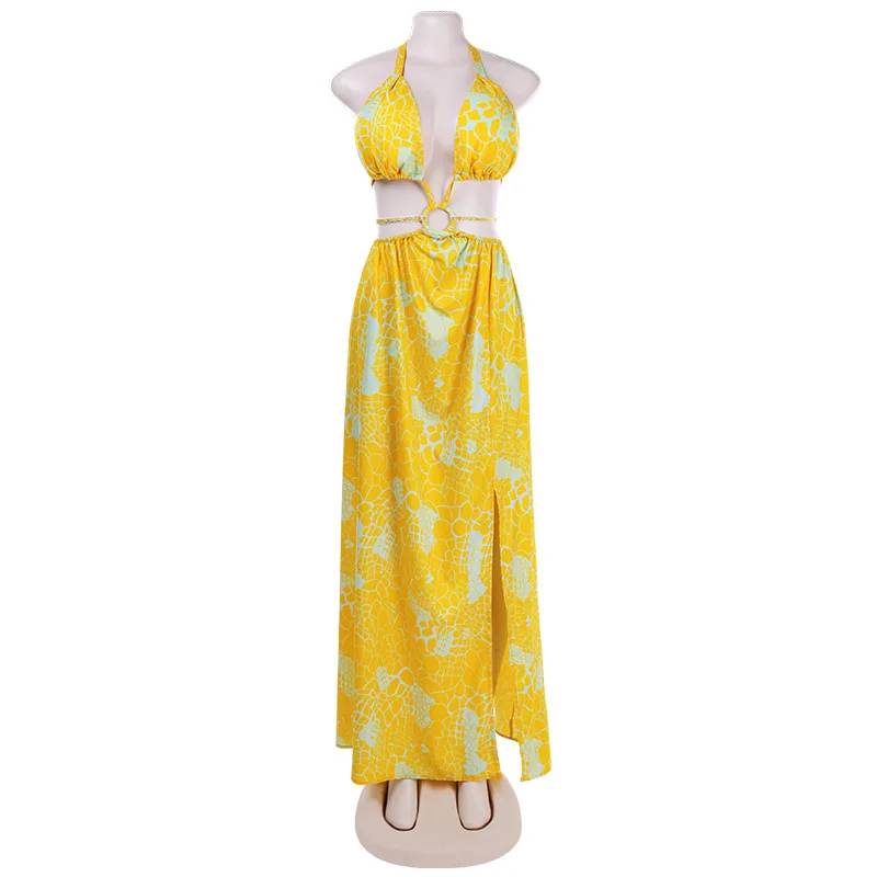 Summer 2021 Halter V-neck Sexy Sleeveless Open Back Slit Cut Floral Long Skirt Women's Dress
Summer 2021 Halter V-neck Sexy Sleeveless Open Back Slit Cut Floral Long Skirt Women's Dress