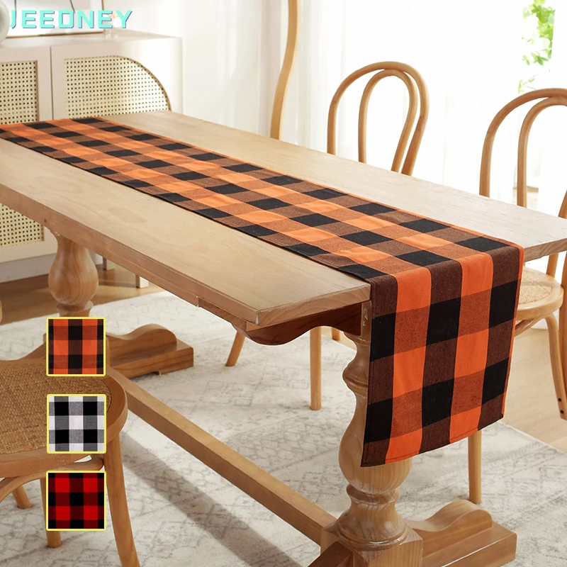 Modern Table Runner for Christmas Table Decoration Nordic Plaid Printing Chemin De Table Toile De Jute 
Modern Table Runner for Christmas Table Decoration Nordic Plaid Printing Chemin De Table Toile De Jute