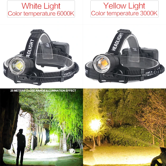 Super Powerful Headlamp XHP70.2 Headlight Yellow Light White Light Head Light Head-mounted LED Head Lamp Zoom
Super Powerful Headlamp XHP70.2 Headlight Yellow Light White Light Head Light Head-mounted LED Head Lamp Zoom