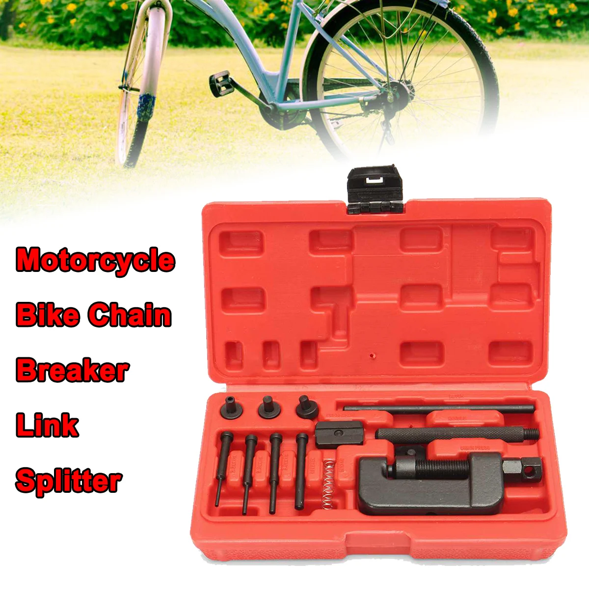 Motorcycle Bike Chain Breaker Link Splitter Riveter Riveting Repair Tool Set REMOVER CHAIN TOOLS CUTTER
Motorcycle Bike Chain Breaker Link Splitter Riveter Riveting Repair Tool Set REMOVER CHAIN TOOLS CUTTER