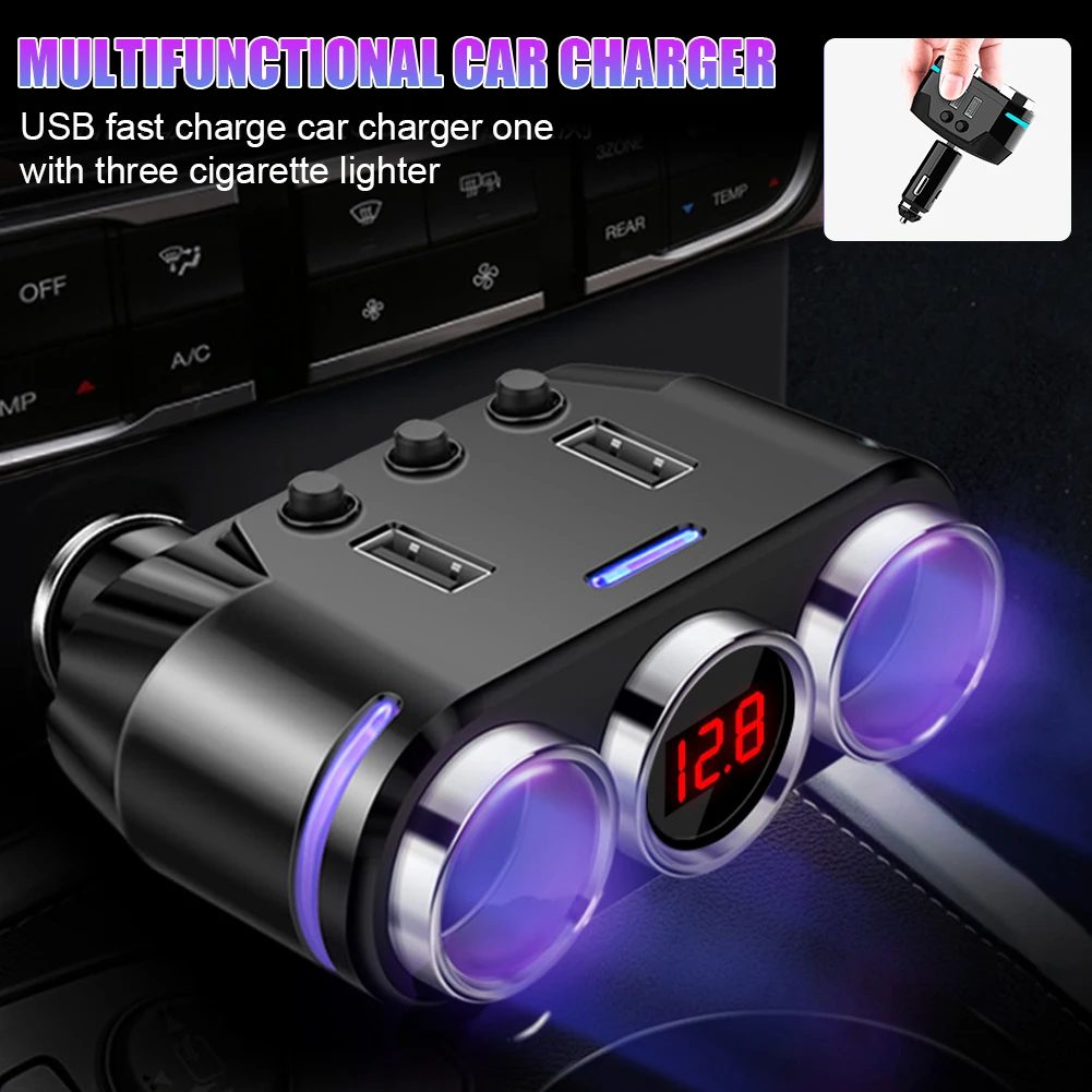 Universal Car Cigarette Lighter Splitter 12V/24V 2 or 3 Ports Socket Splitter with ON/OFF Switch Voltmeter for GPS Mobile Phone
Universal Car Cigarette Lighter Splitter 12V/24V 2 or 3 Ports Socket Splitter with ON/OFF Switch Voltmeter for GPS Mobile Phone