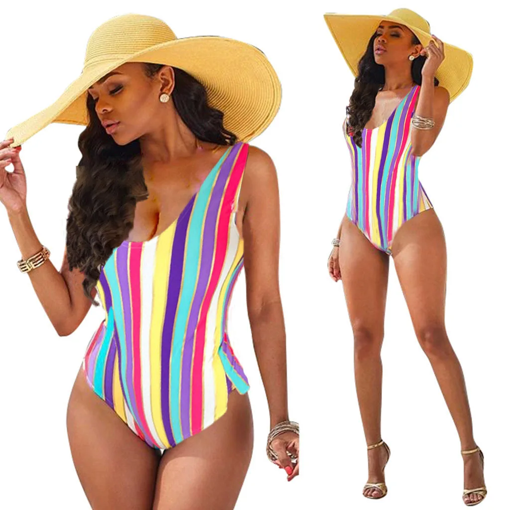 One Piece Sexy Women's Push Up Unpadded Bikini Bathing Swimwear Swimsuit Rainbow Striped Monokini
One Piece Sexy Women's Push Up Unpadded Bikini Bathing Swimwear Swimsuit Rainbow Striped Monokini