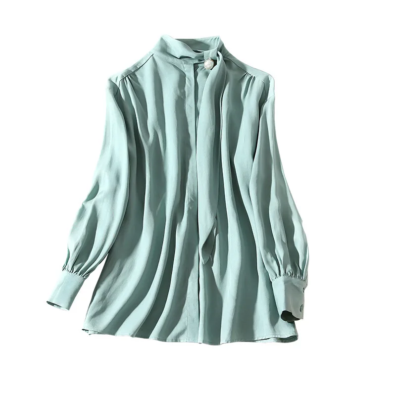 New half a turtle neck tie ribbon autumn pure color pearl decoration lantern sleeve single breasted coat female loose shirt
New half a turtle neck tie ribbon autumn pure color pearl decoration lantern sleeve single breasted coat female loose shirt