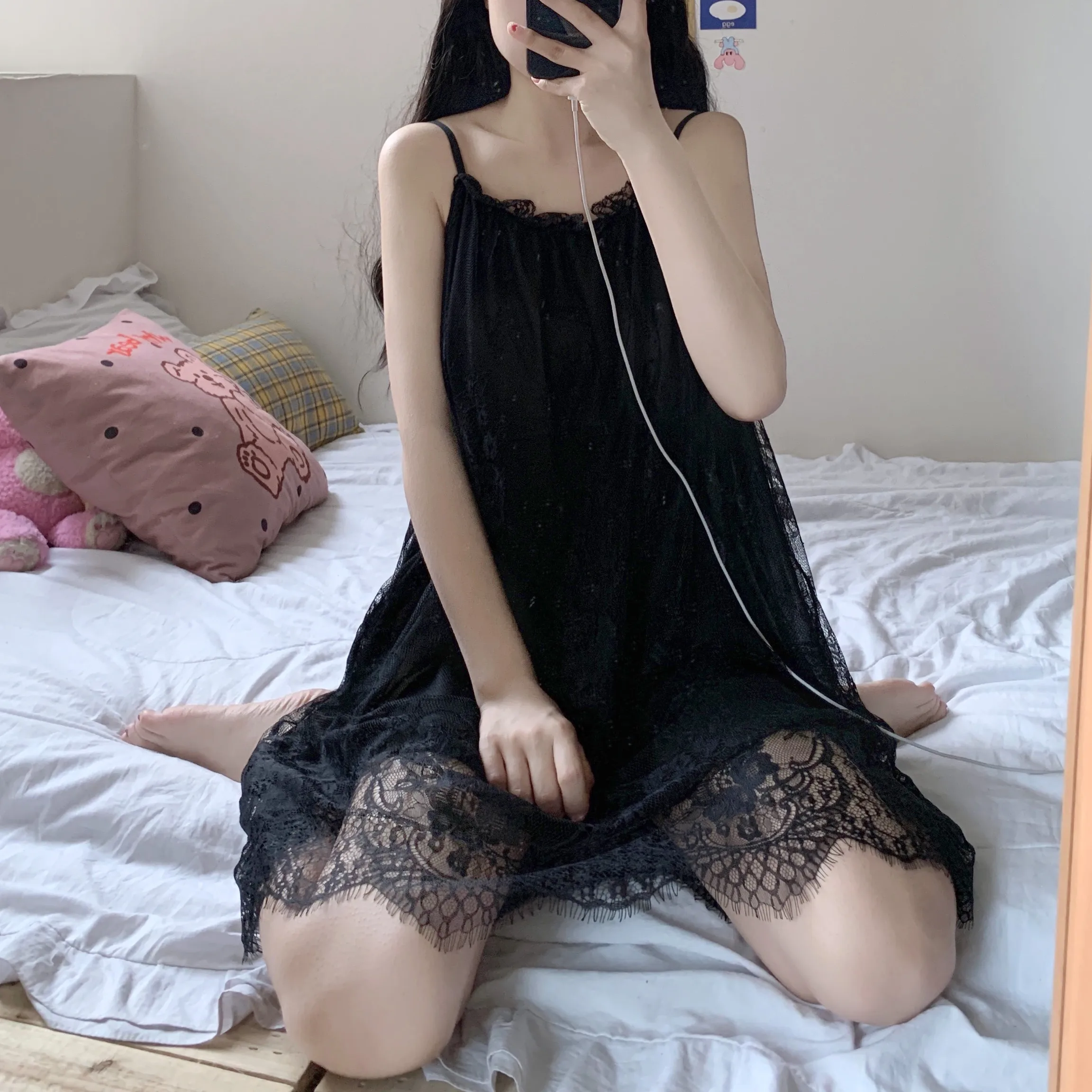 Harajpee Women Pajamas 2021 Summer French Sexy Temperament Alluring Palace Style Sweet Lace Solid Color Suspender Nightdress
Harajpee Women Pajamas 2021 Summer French Sexy Temperament Alluring Palace Style Sweet Lace Solid Color Suspender Nightdress