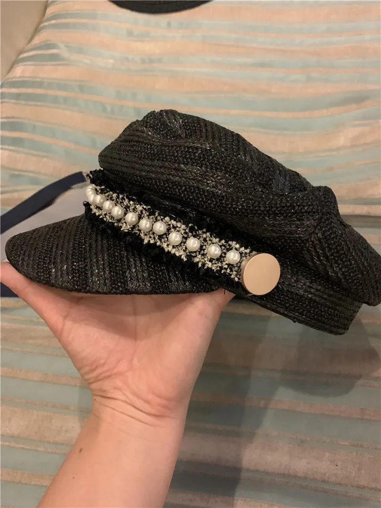 202003-zhouqi Straw weaving Ventilation pearl ribbon street leisure lady hat women leisure visors cap
202003-zhouqi Straw weaving Ventilation pearl ribbon street leisure lady hat women leisure visors cap