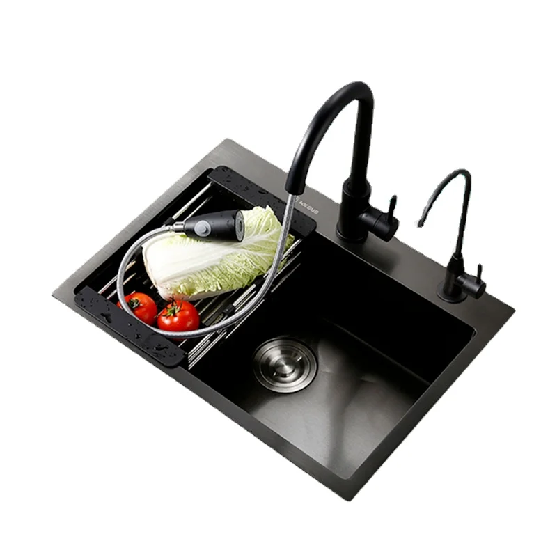 Black Nano Kitchen Sinks Hotel Handmade Single Groove Household Improvement Kitchen Bowl 304 Stainless Steel Above Counter Basin
Black Nano Kitchen Sinks Hotel Handmade Single Groove Household Improvement Kitchen Bowl 304 Stainless Steel Above Counter Basin