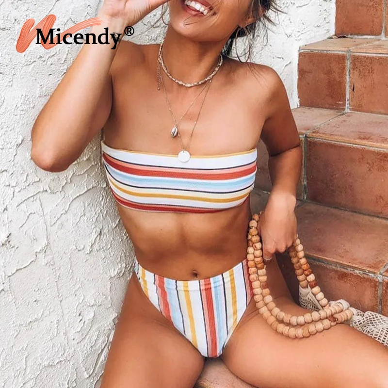 Micendy Bandeau Swimsuits Women Bikinis 2021 Summer Strapless Bathing Suits Sexy Striped Swimwear Female High Waist Bikini Set 
Micendy Bandeau Swimsuits Women Bikinis 2021 Summer Strapless Bathing Suits Sexy Striped Swimwear Female High Waist Bikini Set