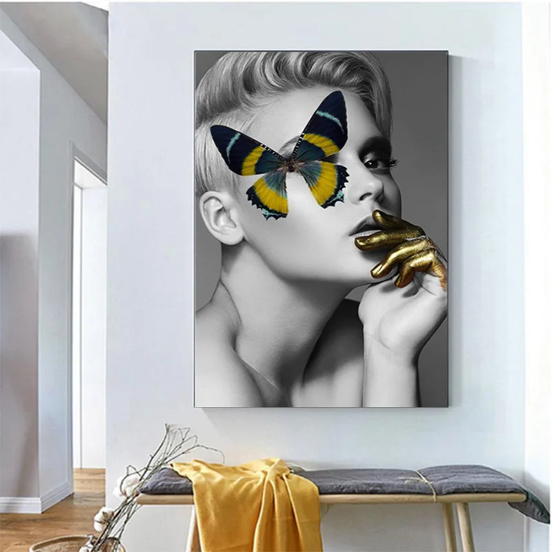 Modern Beauty Butterfly Eyes And Golden Hands Posters And Prints Creativity Canvas Paintings Wall Art Pictures For Living Roomph
Modern Beauty Butterfly Eyes And Golden Hands Posters And Prints Creativity Canvas Paintings Wall Art Pictures For Living Roomph