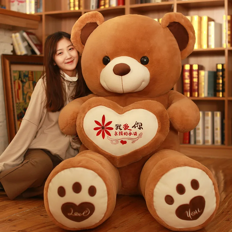 

80cm/100cm Huge Love Heart Teddy Bear Plush Toys Stuffed Soft Animal Bear Pillow for Children Girls Birthday Valentine's Gift