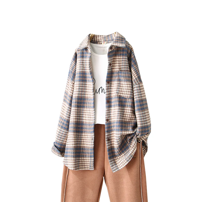 2021 Ladies Elegant Autumn Winter Shirts Women Plaid Pattern Thick Coats Jacket Long Sleeves Pocket 
2021 Ladies Elegant Autumn Winter Shirts Women Plaid Pattern Thick Coats Jacket Long Sleeves Pocket