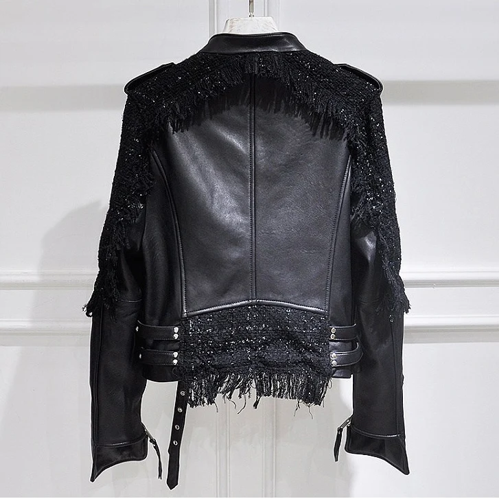 Rock Motorcycle Biker Genuine Leather Jacket Women Zipper Real Sheepskin Slim Fit Black Jacket Ladies 2020 Spring Autumn 
Rock Motorcycle Biker Genuine Leather Jacket Women Zipper Real Sheepskin Slim Fit Black Jacket Ladies 2020 Spring Autumn