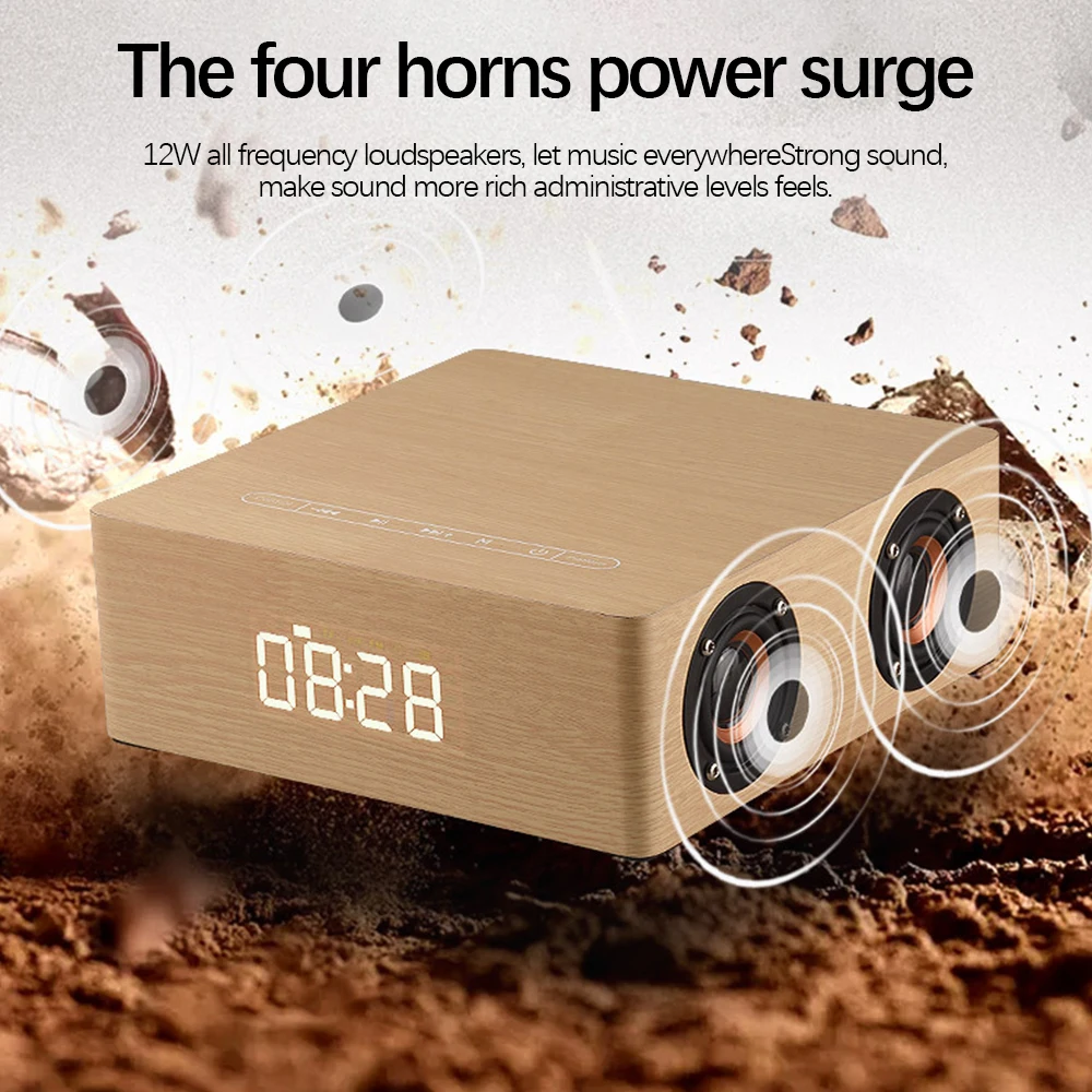 LED Time Display Four Speakers Heavy bass Touch Control Buttons clock speaker Wooden Bluetooth Speaker with Alarm Clock Function
LED Time Display Four Speakers Heavy bass Touch Control Buttons clock speaker Wooden Bluetooth Speaker with Alarm Clock Function