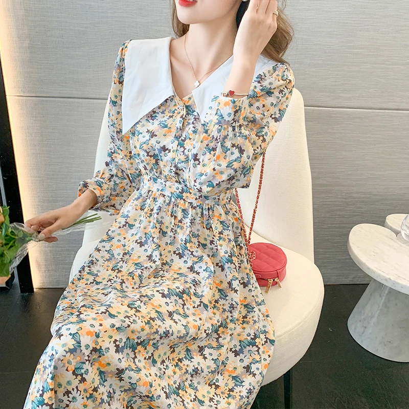 Women Dress Spring 2021 New Office Lady Korea Style Long Sleeve Patchwork Floral Print Chiffon V-Neck Dresses
Women Dress Spring 2021 New Office Lady Korea Style Long Sleeve Patchwork Floral Print Chiffon V-Neck Dresses