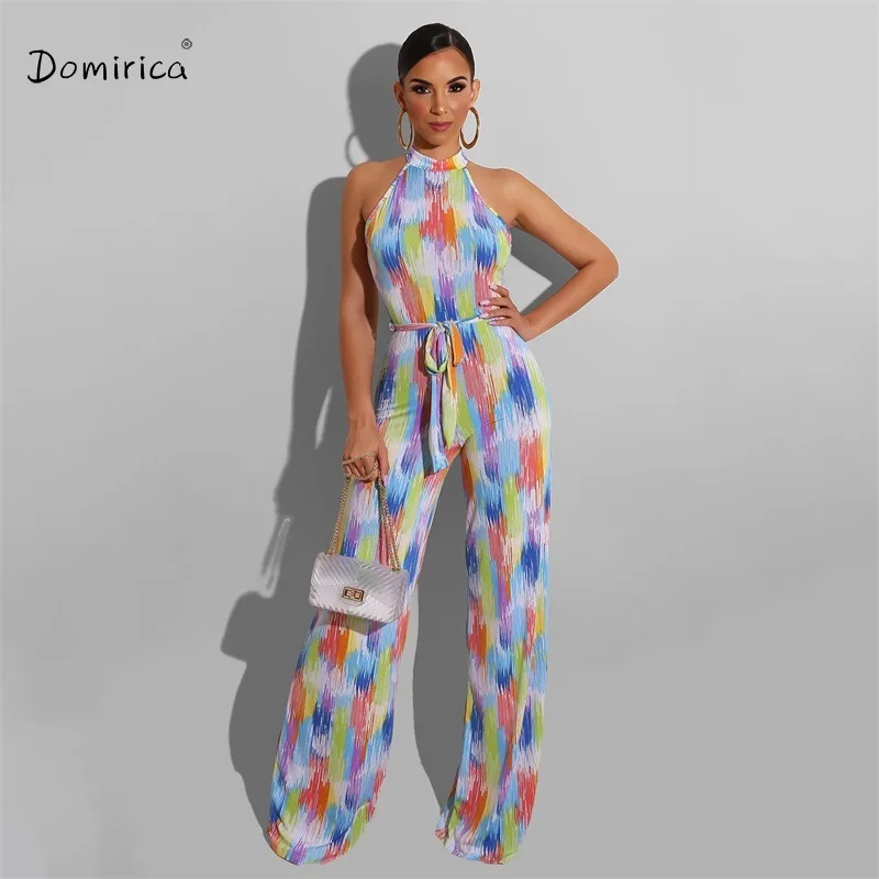 Female Jumpsuit Halter Printed Color Stripe Belt Women's Jumpsuit Casual Wide-leg Rompers Playsuits Jumpsuit Woman Summer
Female Jumpsuit Halter Printed Color Stripe Belt Women's Jumpsuit Casual Wide-leg Rompers Playsuits Jumpsuit Woman Summer