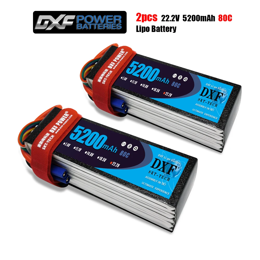 DXF 6S 22.2V 5200mah 80C-160C Lipo Battery 6S XT60 T Deans XT90 EC5 For FPV Drone Airplane Car Racing Truck Boat RC Parts
DXF 6S 22.2V 5200mah 80C-160C Lipo Battery 6S XT60 T Deans XT90 EC5 For FPV Drone Airplane Car Racing Truck Boat RC Parts