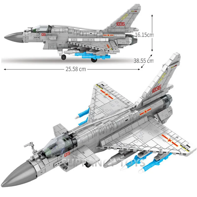 820Pcs Military J-10 Fighter Building Blocks Sets High-tech Army War Weapon Aircraft Model Bricks Educational Toys For Children
820Pcs Military J-10 Fighter Building Blocks Sets High-tech Army War Weapon Aircraft Model Bricks Educational Toys For Children