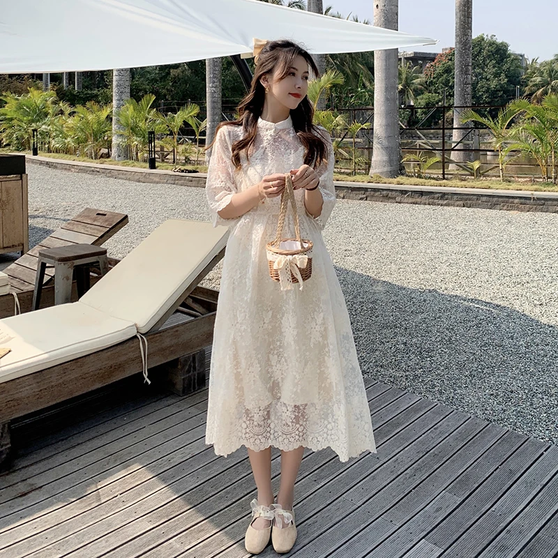 Real Shot Plus Size Women's Spring and Summer Retro Lace Cheongsam Loose Dress Fat MM Long Section Slim Short-Sleeved Dress
Real Shot Plus Size Women's Spring and Summer Retro Lace Cheongsam Loose Dress Fat MM Long Section Slim Short-Sleeved Dress