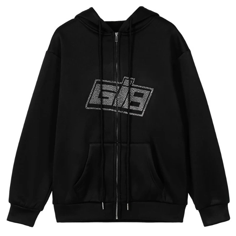 Y2K Fashion Rhinestone Zipper Oversized Hoodies E-girl Vintage Solid Letter Long Sleeve Black Sweatshirts Autumn Outfits Tops 
Y2K Fashion Rhinestone Zipper Oversized Hoodies E-girl Vintage Solid Letter Long Sleeve Black Sweatshirts Autumn Outfits Tops