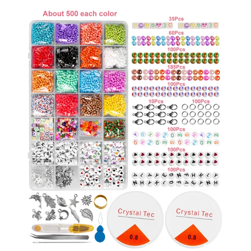 Bead Craft Kit Set Bracelet Beads for Jewelry Making Glass Seed Beads Alphabet Beads Acrylic Letter Beads Elastic String
Bead Craft Kit Set Bracelet Beads for Jewelry Making Glass Seed Beads Alphabet Beads Acrylic Letter Beads Elastic String