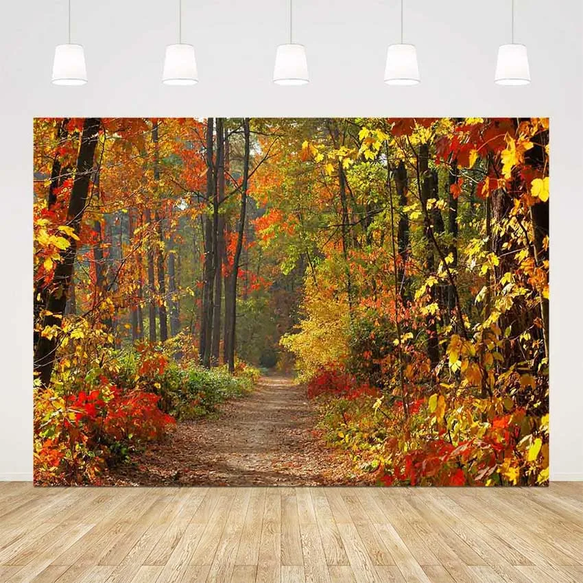 

autumn forest backdrop for photography yellow maple leaves background for photo studio fall path photo background studio