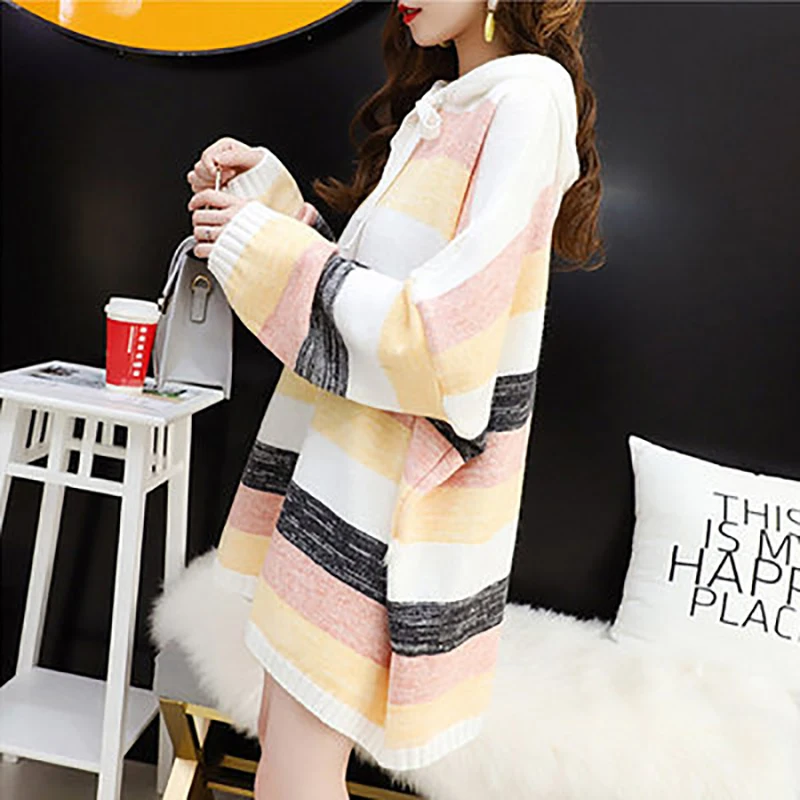 New Autumn and Winter Lazy Style Sweater Dress Striped Full Sleeves Fall Clothes for Women Hooded Top with Lace Up
New Autumn and Winter Lazy Style Sweater Dress Striped Full Sleeves Fall Clothes for Women Hooded Top with Lace Up