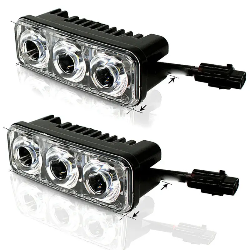 

Universal 2pcs 12V 9W 6000K ~ 7000K 3LED Super White High Power Car DRL Daytime Running Light Fog Lamp For SUV Accessories