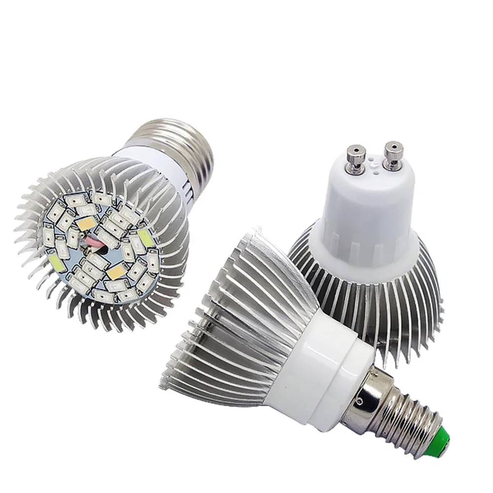 Полный спектр 8 Вт 10 E27 E14 GU10 18 28 Led Grow Light Red Blue UV IR растущая лампа для гидропоники