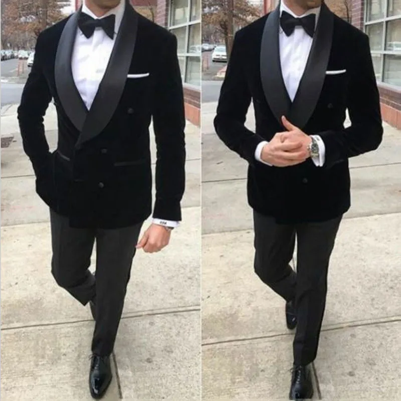 Black Velvet Prom Suits Men Suits For Wedding Shawl Lapel Plus Size Groom Tuxedos 2Piece Smoking Jacket Slim Fit Terno Masculino
Black Velvet Prom Suits Men Suits For Wedding Shawl Lapel Plus Size Groom Tuxedos 2Piece Smoking Jacket Slim Fit Terno Masculino