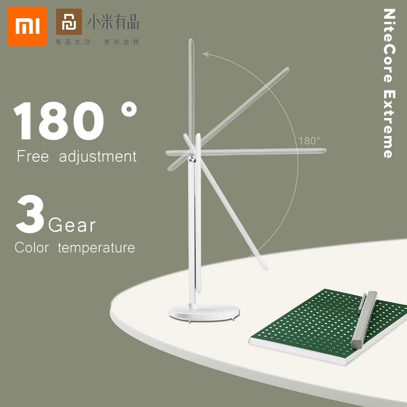 Складная Беспроводная настольная лампа Xiaomi Youpin заряжаемая через USB 1200 мА/ч для