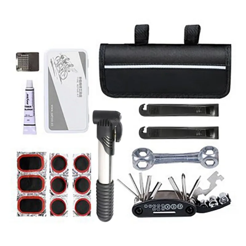 Сумка для инструментов для ремонта велосипеда, наборы для ремонта проколов шин, насос 16 в 1, многофункциональный складной инструмент 
Сумка для инструментов для ремонта велосипеда, наборы для ремонта проколов шин, насос 16 в 1, многофункциональный складной инструмент