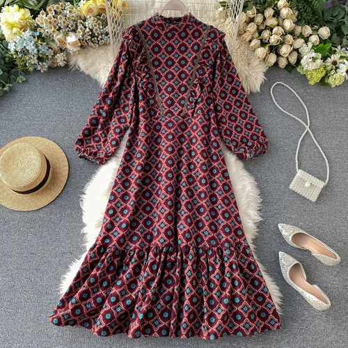 2020 new Spring and Autumn fashion women's clothing Ankle-Length Puff Sleeve O-Neck women Loose print dress
2020 new Spring and Autumn fashion women's clothing Ankle-Length Puff Sleeve O-Neck women Loose print dress