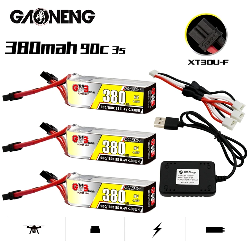GNB 3S 11 4 V 380mah 90C/180C HV Lipo батарея и зарядное устройство XT30U-F разъем для BETAFPV Beta75X Beta65X 2S