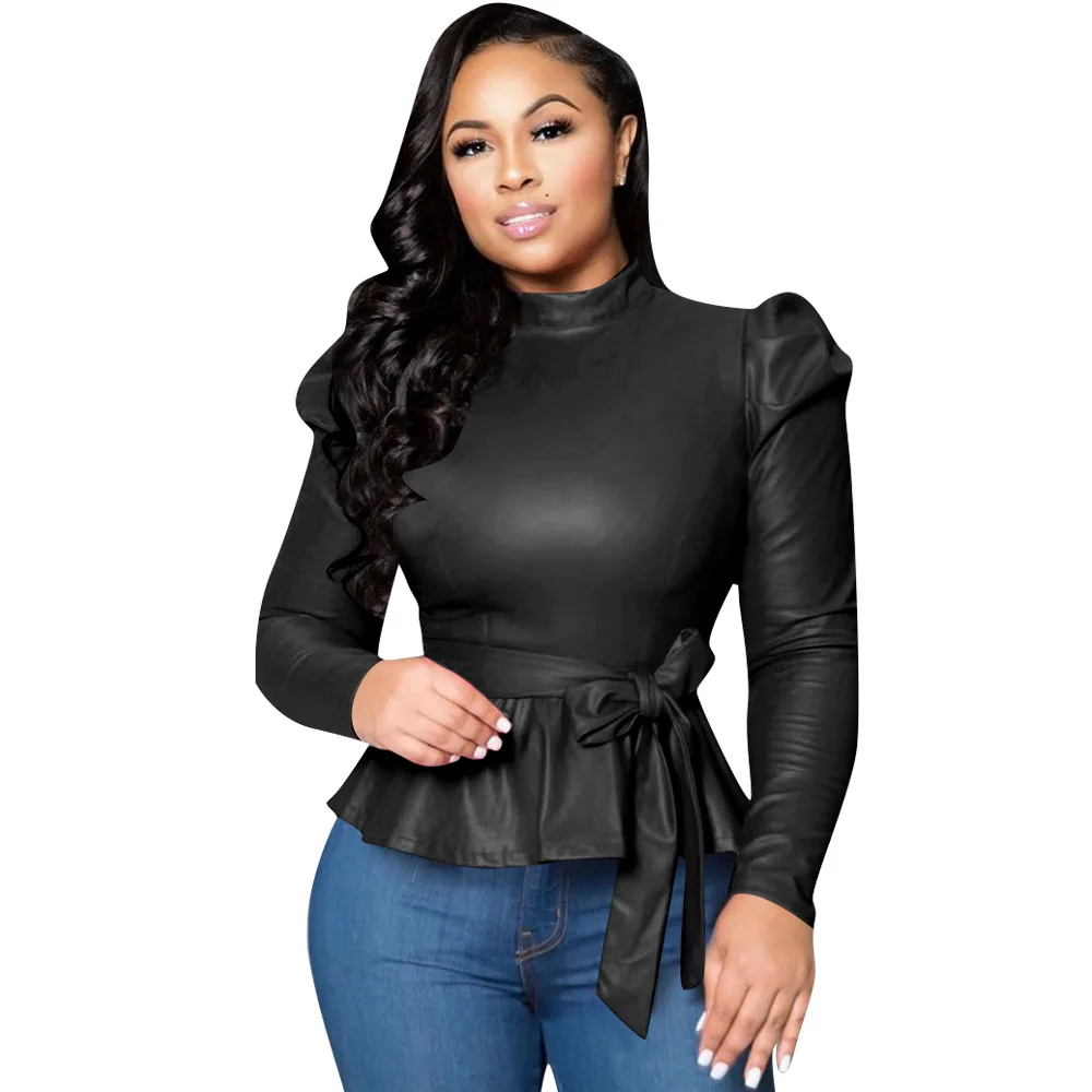 Winter Solid PU Leather Top Women Lace Up Turtleneck Shirt Office Lady Elegant Clothing Streetwear Winter Top with Back Zipper
Winter Solid PU Leather Top Women Lace Up Turtleneck Shirt Office Lady Elegant Clothing Streetwear Winter Top with Back Zipper