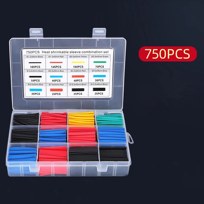 750pcs Heat Shrink Tubing Insulation Shrinkable TubesPolyolefin Wire Cable Sleeve Kit Heat Shrink Tubes
750pcs Heat Shrink Tubing Insulation Shrinkable TubesPolyolefin Wire Cable Sleeve Kit Heat Shrink Tubes